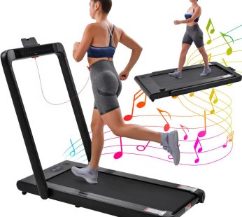 2.25 HP electric folding treadmill, 2-in-1 walking machine with remote control and LED display, Easy Assembly, Indoor Walking Running Machine for Home Office Fitness