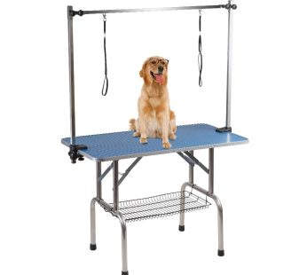 Adjustable Portable Stainless steel Dog Grooming Table with Arm Noose+ + Accessories Tray