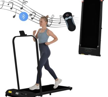 Folding Treadmill for Home Office Use,Under Desk Treadmill,1-6KM/H, Portable Walking Running Machine with Bluetooth Speaker, Remote Control, LCD Display, Phone Holder