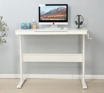 (White Tabletop) 48 x 24 Inches Standing Desk with Metal Drawer , Adjustable Height Stand up Desk, Sit Stand Home Office Desk, Ergonomic Workstation