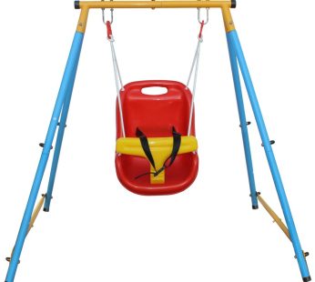 Baby Toddler Indoor/Outdoor Metal Swing Set with Safety Belt for Backyard