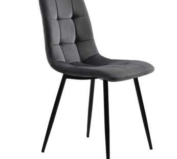 Dining Chair (4 pcs), Dark Grey,4-Set Upholstered Chair Design Chair with Backrest,Seat in Velvet Metal Frame