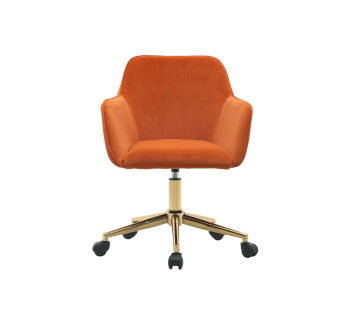 New Velvet Fabric Material Adjustable Height Swivel Home Office Chair For Indoor Office With Gold Legs,Orange