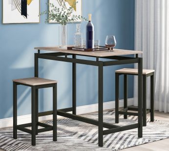 Bar Table Set, Bar Table with 2 Bar Stools, Breakfast Bar Table and Stool Set, Kitchen Counter with Bar Chairs, Industrial for Kitchen, Living Room, Party Room