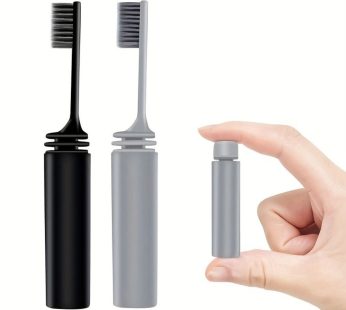 Portable Compact Charcoal Folding Toothbrush – Perfect for Travel, Camping, and Hiking – Easy to Take and Efficient Teethbrush