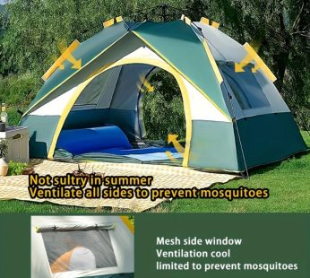 Waterproof Windproof Two Doors Easy Setup Double Layer Outdoor Tents, For Family Camping Hunting Hiking Mountaineering Travel
