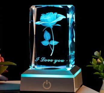 Romantic 3D Rose Crystal LED Lamp – Dimmable, USB Powered, Perfect for Bedroom Decor & Special Occasions Gift