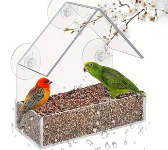Birdwatching Bliss: Durable, Clear Acrylic Feeder with Suction Cups to Attract Wild Birds – Easy to Install and Clean
