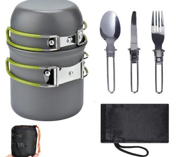 Aluminum Alloy Camping Cookware Set: Portable & Durable with Stainless Steel Utensils – Perfect for Outdoor Cooking & Picnics