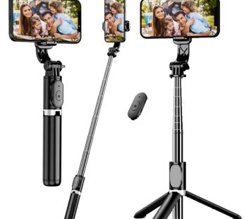40″ Cell Phone Selfie Stick Tripod, Extendable Selfie Stick All-in-1 Smartphone Tripod Stand With Wireless Remote 360°Rotation For IPhone 14/13/12/12 Pro/11/11 Pro/XS/XR/X/8/7 Plus, For Samsung, Google, LG, Sony Smartphones