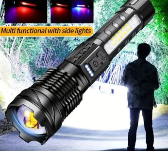 Powerful Waterproof Tactical Flashlight – USB Rechargeable, Durable Lithium Battery, Multi-Use Flood Light for Outdoor Adventures, Camping & Emergencies