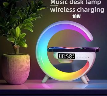Multi-Function Wireless Speaker with Sunrise Alarm, RGB Rhythm Light & Fast Charging – Ideal Wake-Up Table Lamp for Bedrooms